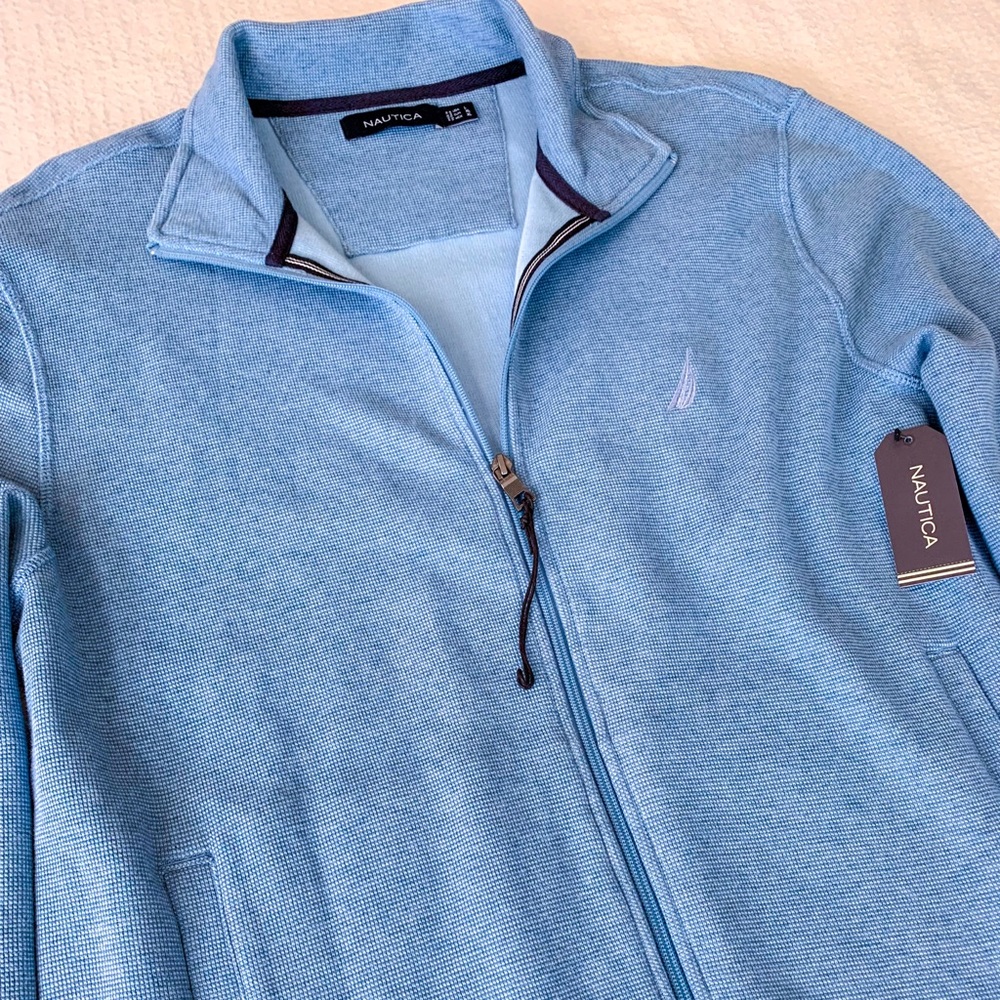 Nautica Men’s Blue Quarter ZIP Sweater Large NWT
